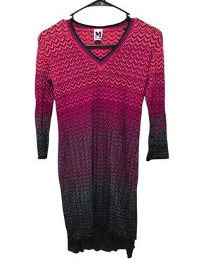 M by Missoni Pink to Black Gradient Zigzag Midi Dress